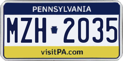 PA license plate MZH2035