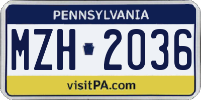 PA license plate MZH2036