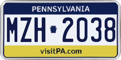 PA license plate MZH2038