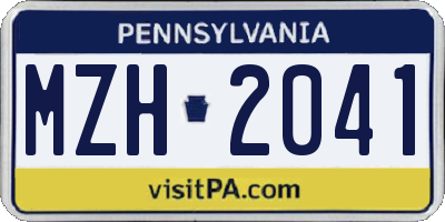 PA license plate MZH2041