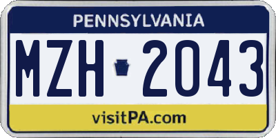 PA license plate MZH2043