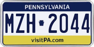 PA license plate MZH2044