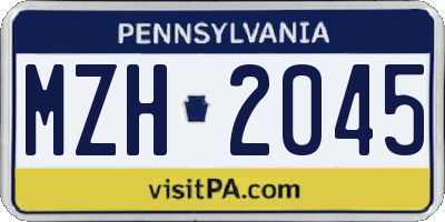 PA license plate MZH2045