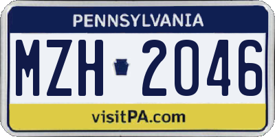 PA license plate MZH2046