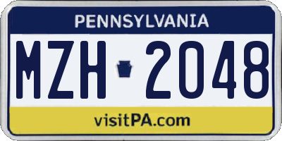 PA license plate MZH2048