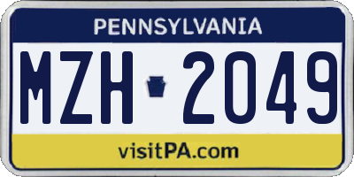 PA license plate MZH2049