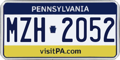 PA license plate MZH2052