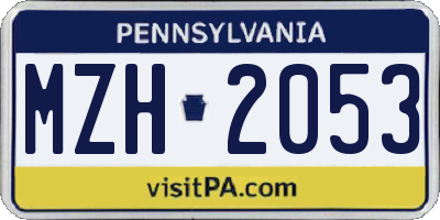 PA license plate MZH2053
