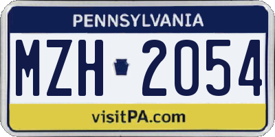 PA license plate MZH2054