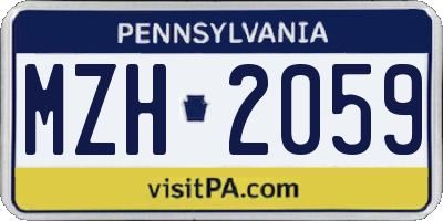 PA license plate MZH2059