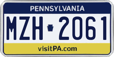PA license plate MZH2061