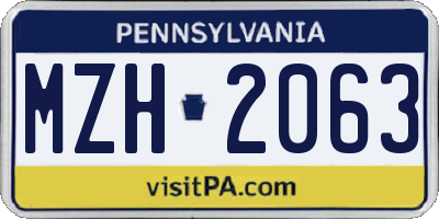PA license plate MZH2063