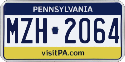 PA license plate MZH2064