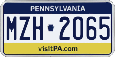 PA license plate MZH2065