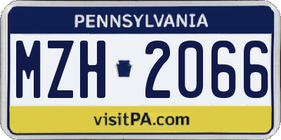 PA license plate MZH2066