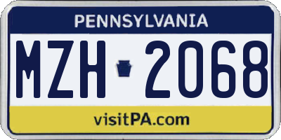 PA license plate MZH2068