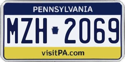 PA license plate MZH2069