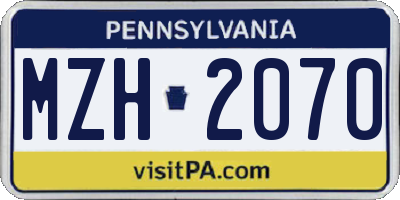 PA license plate MZH2070