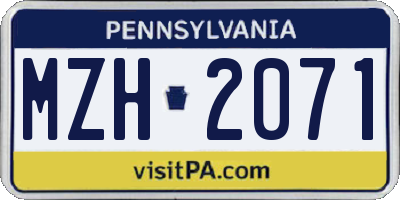 PA license plate MZH2071