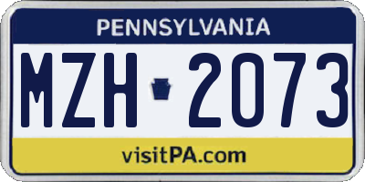 PA license plate MZH2073