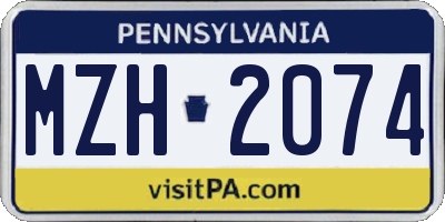 PA license plate MZH2074