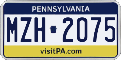 PA license plate MZH2075