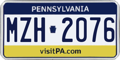 PA license plate MZH2076