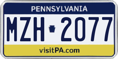 PA license plate MZH2077