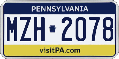 PA license plate MZH2078
