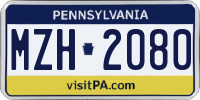 PA license plate MZH2080