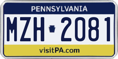 PA license plate MZH2081