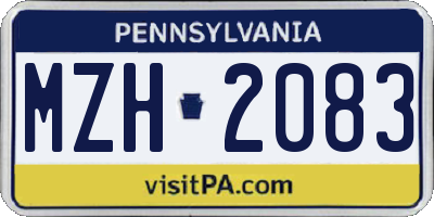 PA license plate MZH2083