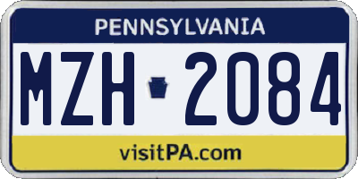PA license plate MZH2084