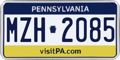 PA license plate MZH2085