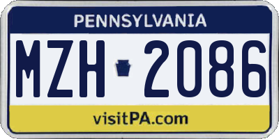 PA license plate MZH2086