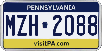 PA license plate MZH2088