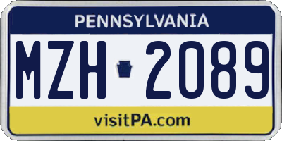 PA license plate MZH2089