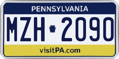 PA license plate MZH2090
