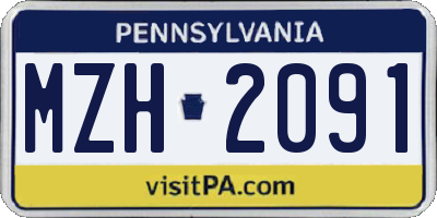 PA license plate MZH2091