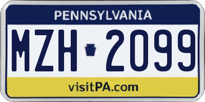 PA license plate MZH2099