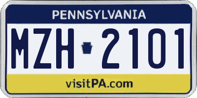 PA license plate MZH2101
