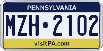 PA license plate MZH2102