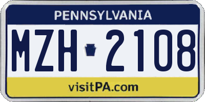 PA license plate MZH2108