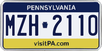 PA license plate MZH2110