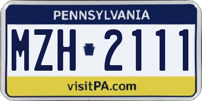 PA license plate MZH2111