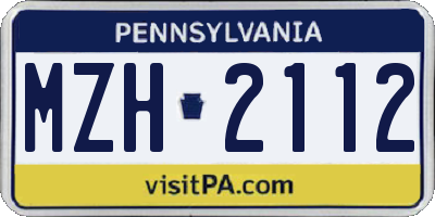 PA license plate MZH2112