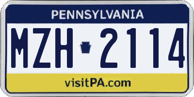 PA license plate MZH2114