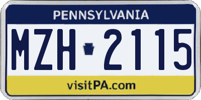 PA license plate MZH2115