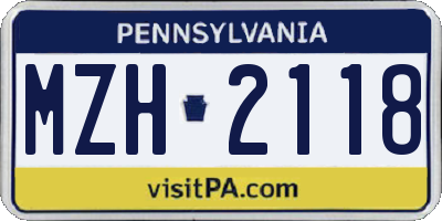 PA license plate MZH2118