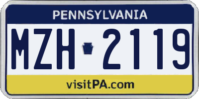 PA license plate MZH2119
